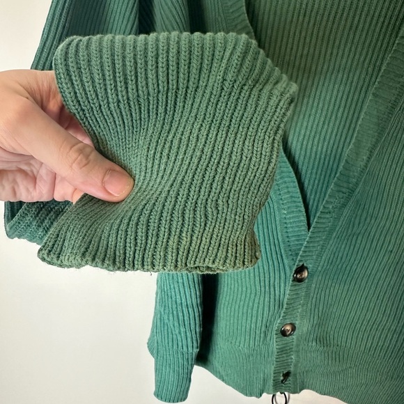 Vintage Nordstrom Green Ribbed Cardigan Sweater Large - Picture 6 of 6